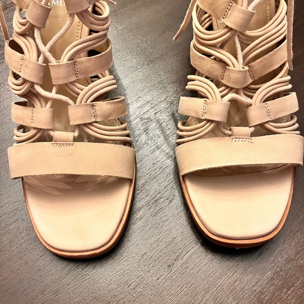 Vince Camuto Kaiann Nubuck Suede Caged Block Heel Sandal - Picture 2 of 10